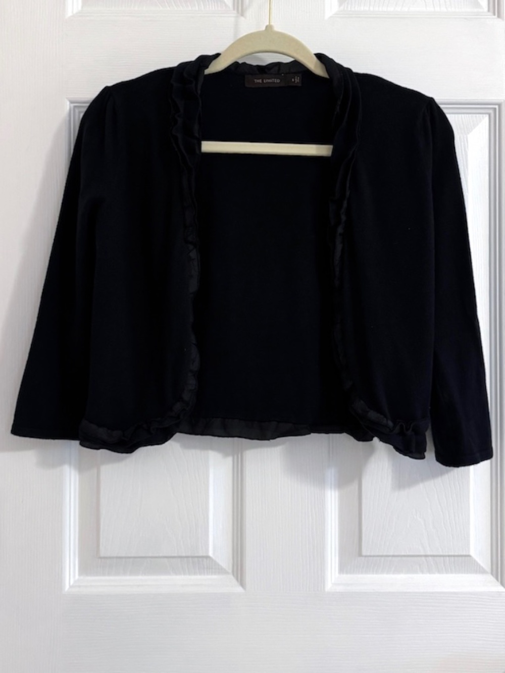 The Limited Black Cropped Ruffle Shrug Cardigan Size Small